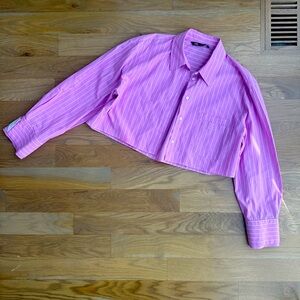 Zara Cropped Poplin Dress Shirt